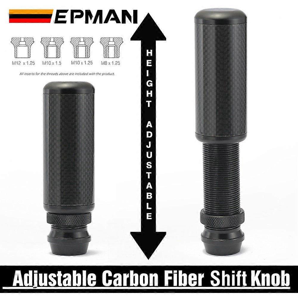 Real Carbon Stealth Adjustable Height Gear Knob M12x1.25 With M10x1.5 M10x1.25 M8x1.25 Thread Shift Knob EPAA13G01K