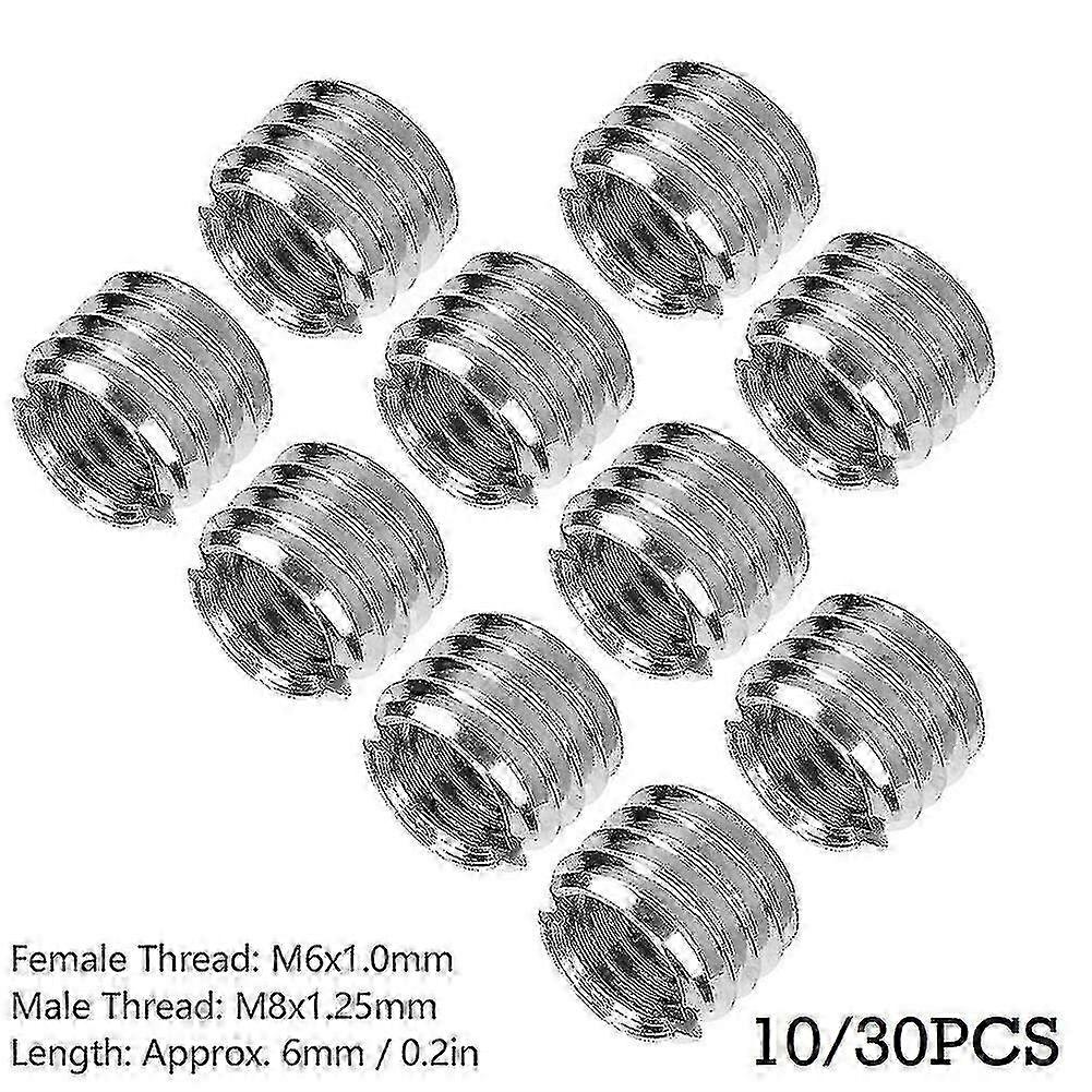 10/30 pezzi Riduttori di filettatura Inserti filettati in acciaio inossidabile Femmina M8 a Maschio M6 Lunghezza 6 mm/10 mm/15 mm Interno M6*10 Esterno M8*125