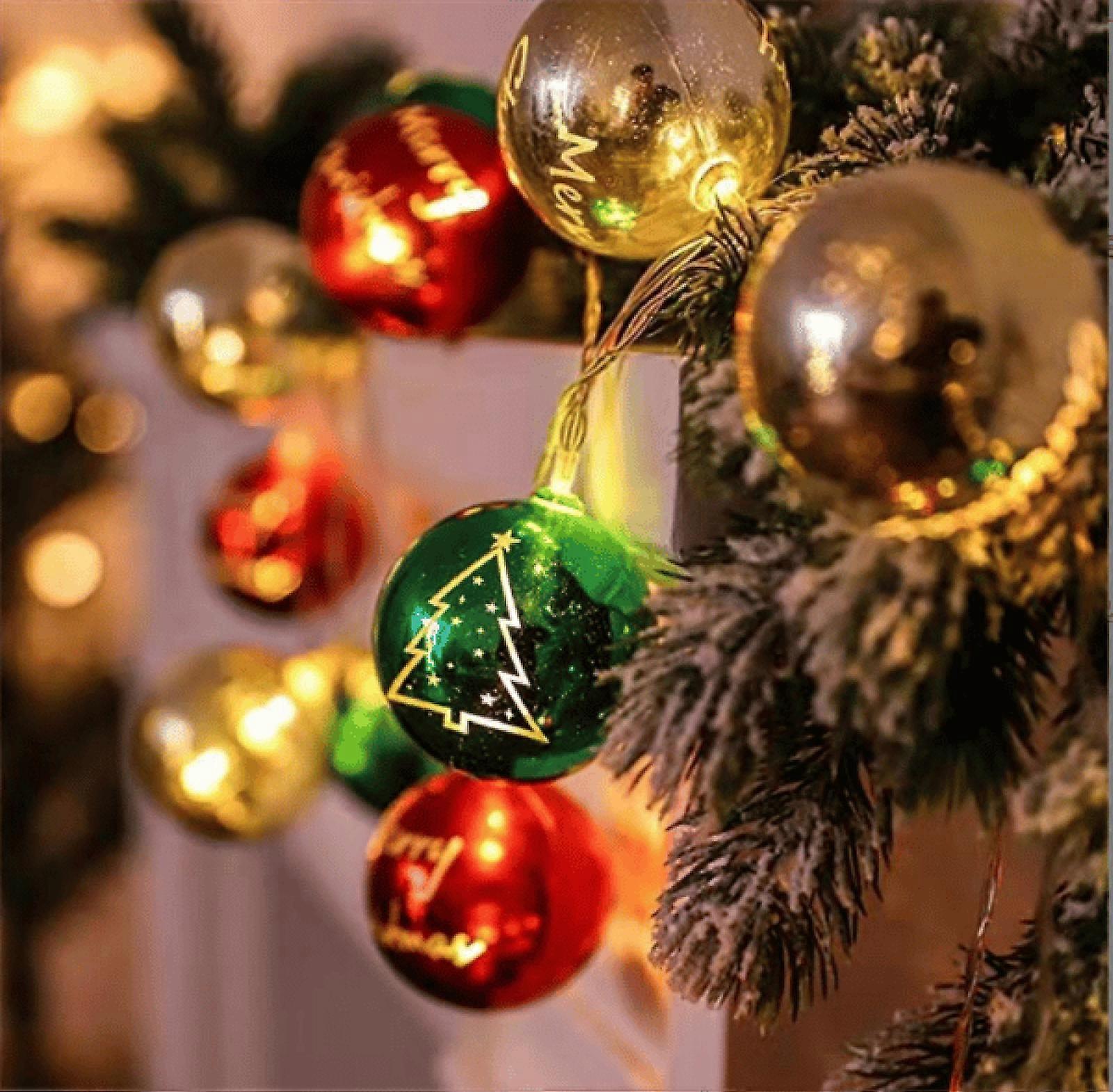 Lighted Christmas Tree Twinkle Ornaments, Always On Christmas Light String Tree Decoration Xmas Ball Globe Light Indoor Lamp