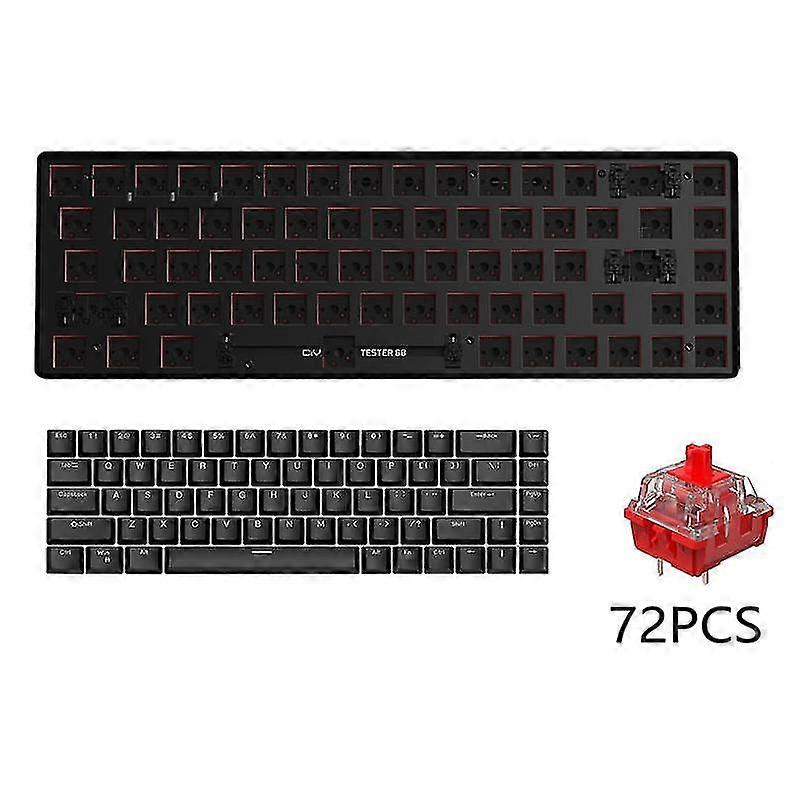 Tester68 Customized Mechanical Keyboard+Red Axis+Keycap Kit Black