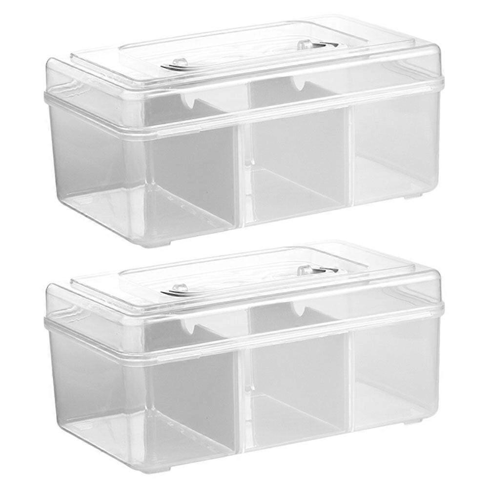 2Pcs Large Capacity Medicine Storage Case Compartmented Box Dormitory Plastic Box