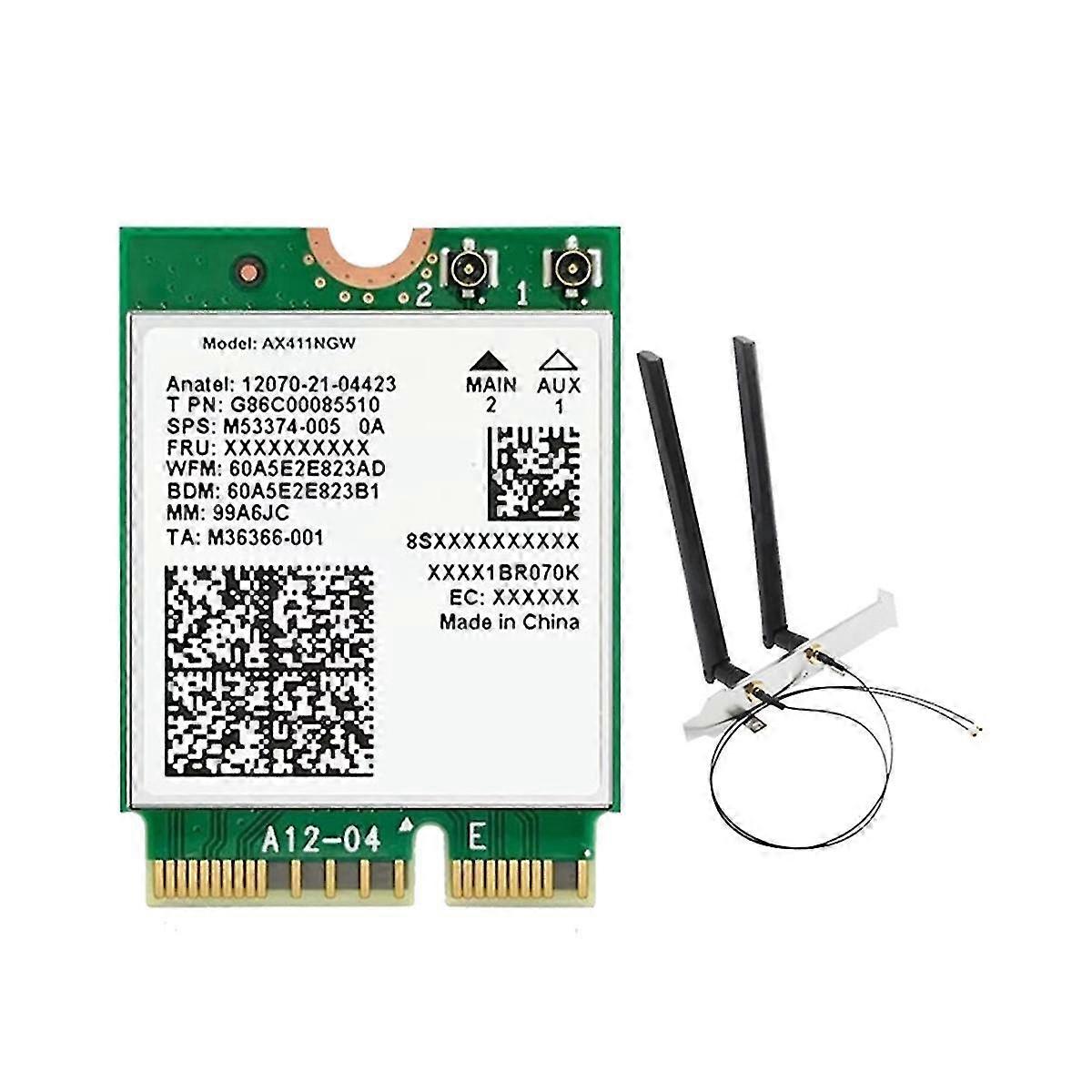 Per Ax411 Wifi Card + 2x8db Antenna Wifi 6e Cnvio2 Bt 5.3 -band 5374mbps Modulo per laptop / pc Win10/1