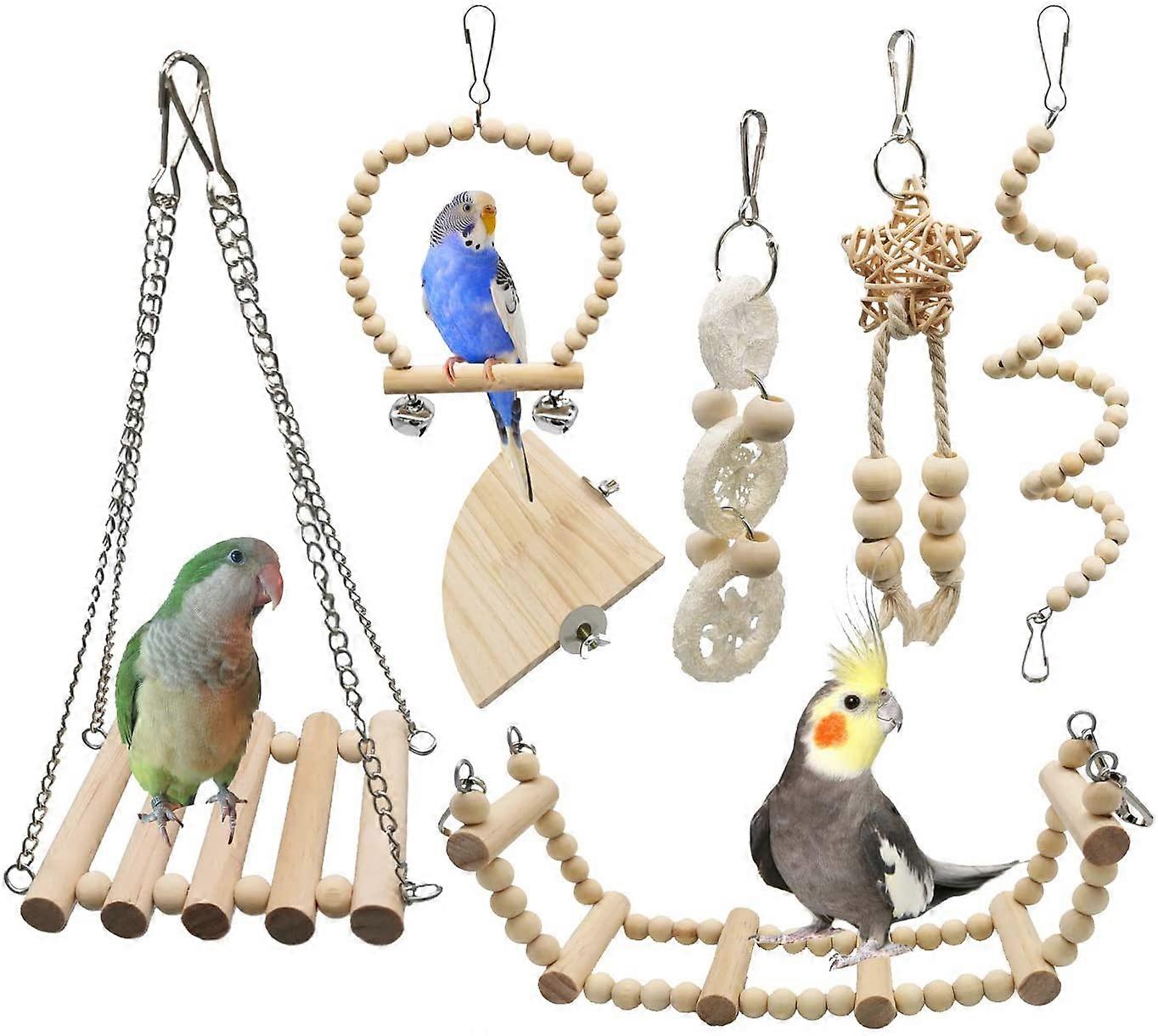 أرجوحة ببغاء الطيور ، ألعاب لعبة المضغ ، كلها طبيعية وآمنة غير سامة ، ومناسبة للببغاوات الصغيرة والببغاوات والببغاوات المتوسطة الحجم