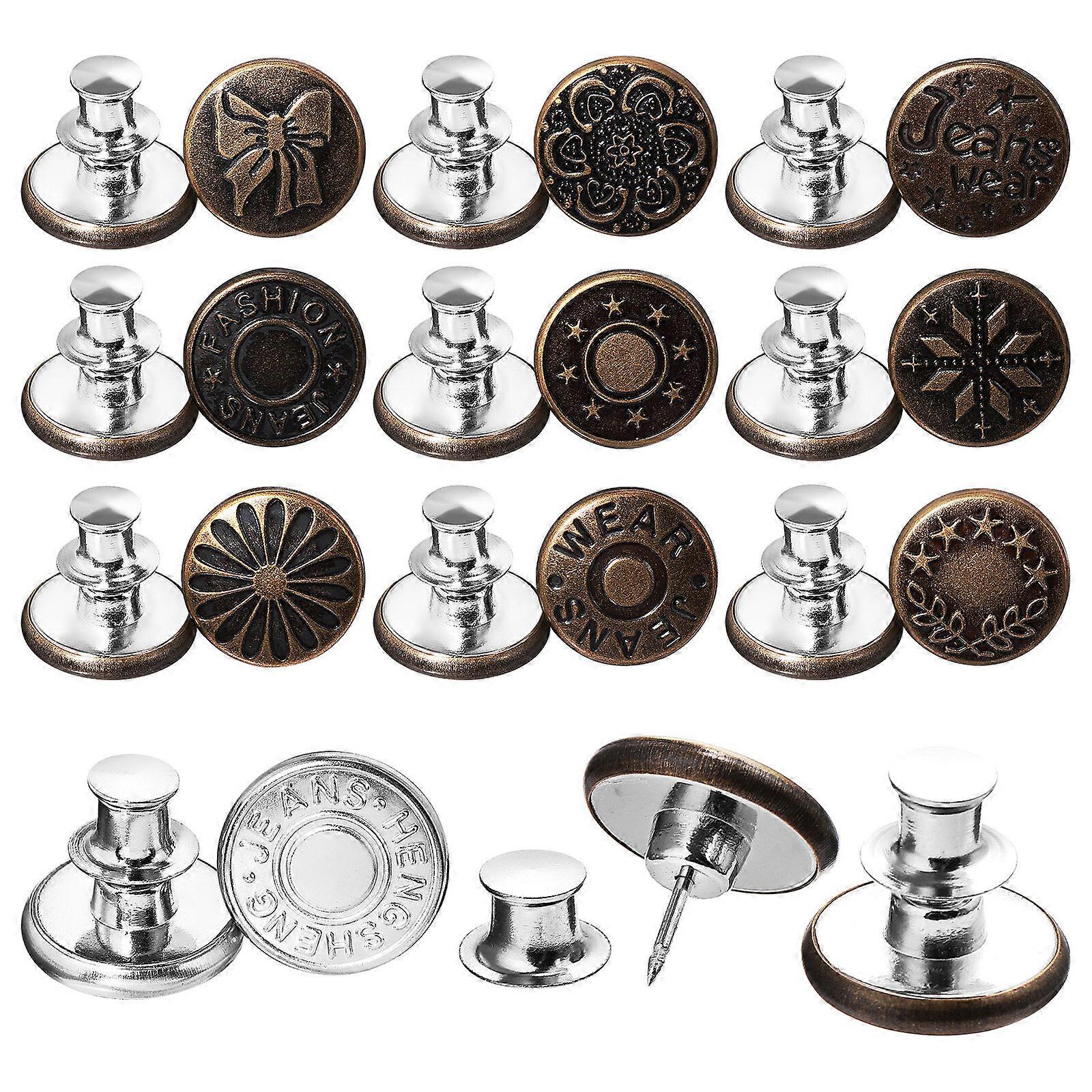 20Pcs Jean Buttons Adjustable Detachable Pants Button Pins Replacement Waist Tightener for Trousers