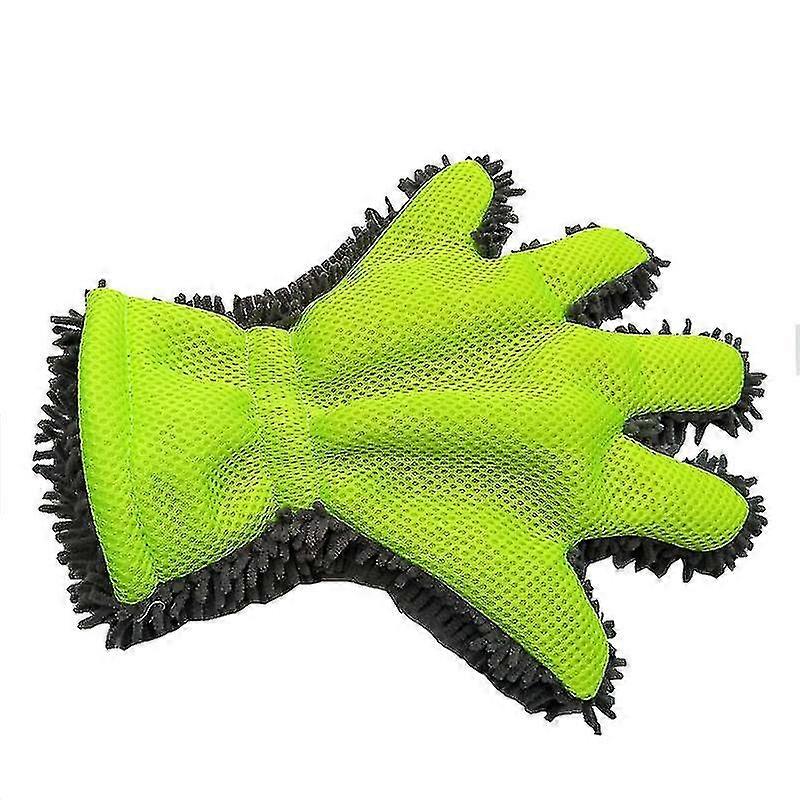 Bilvaskhanske med 5 fingre form, dobbeltsidig mikrofiber vask hansker, superabsorberende non scratch chenille bil rengjøringshanske med elastikk