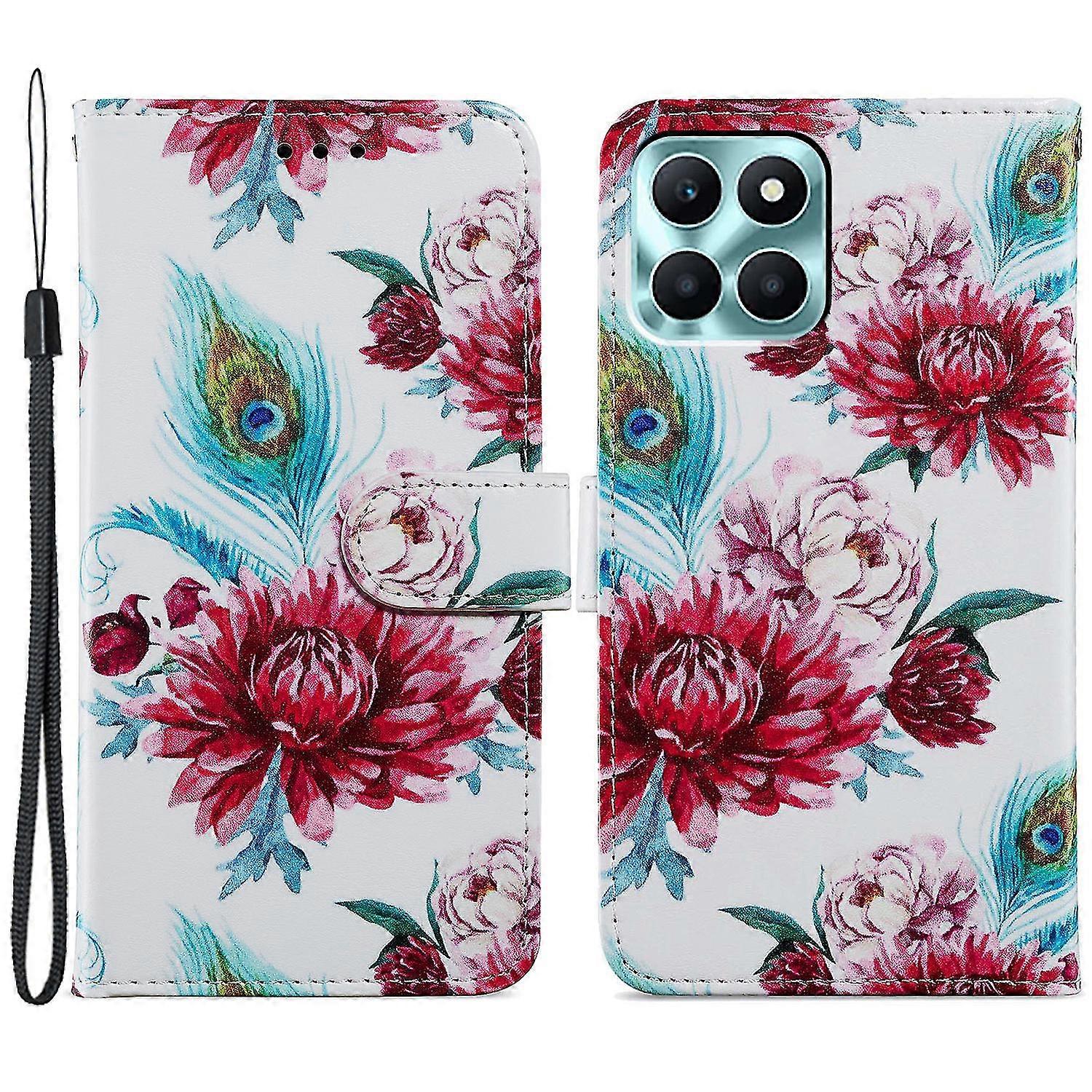 For Honor X6a 4g Case Pu Leather Pattern Folio Flip Stand Phone Cover