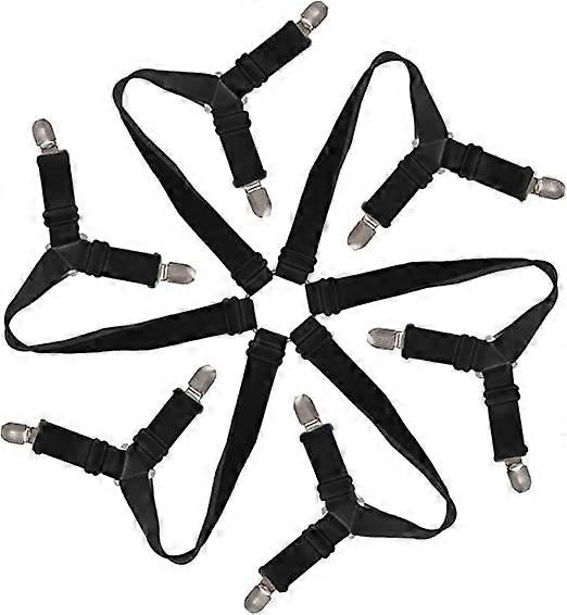 Bed Sheet Clips, 6 Sides Bed Sheet Fastener Straps Elastic Adjustable Sheet Corner Holder Grippers for Mattresses