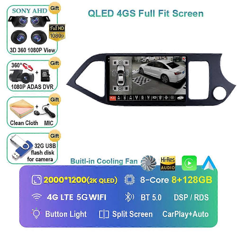 Android 13 Car Radio For KIA PICANTO Morning 2011 - 2016 GPS Navigation Carplay Auto 4G WIFI Mulitmedia Stereo Video Player QLED