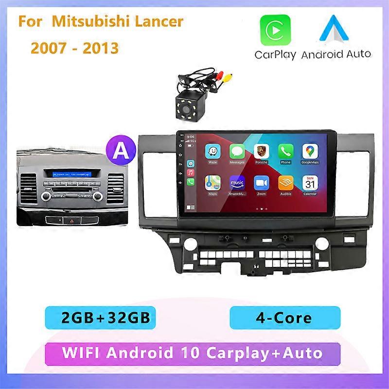 2GB+32GB 2 din Android 10 car radio multimedia stereo player carplay Auto GPS navigation for Mitsubishi Lancer 2 2007 2008 -2013