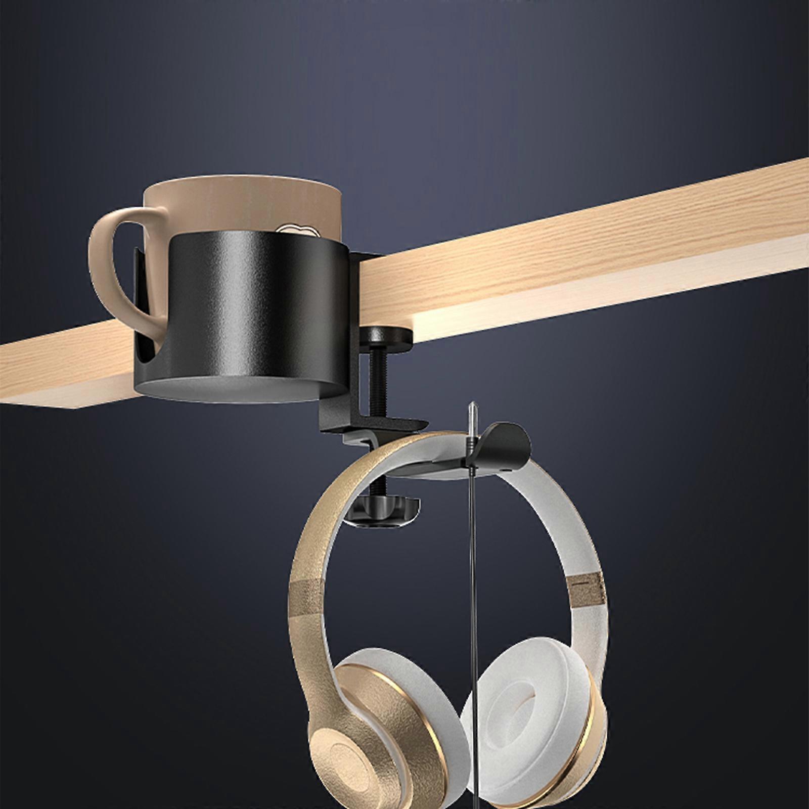 2023 New Table Cup Holder Holders Headphone Stand Storage Rack 2 In 1 Desk Mount 2-IN-1 Function Office Rotatable Hanger Gaming