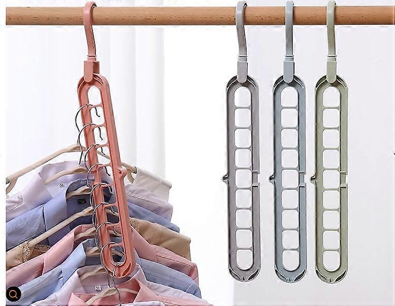 Clothes Hanger Organizer, 4 PCS Rotate Anti-skid Folding Hanger with Multifunction Space Saving and Cascading Features with 9 Holes Cascading Wardrobe