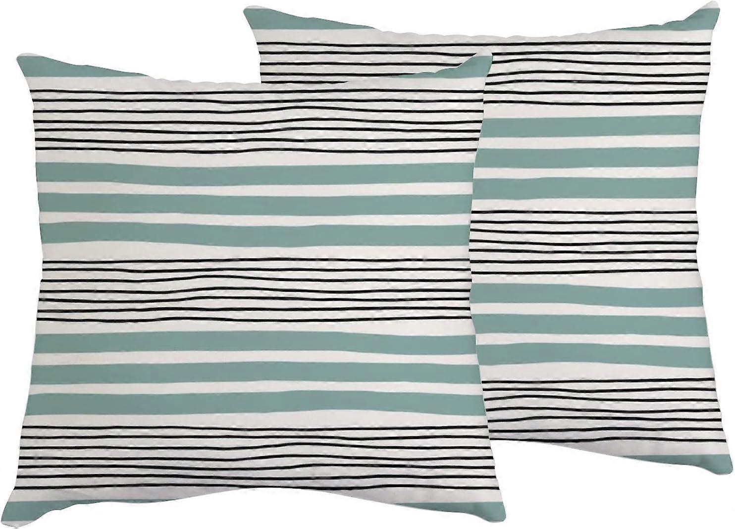 غطاء وسادة أزرق مخطط 16x16 بوصة مربع رمي غطاء وسادة حامي خمر أخضر أسود أبيض منقوشة حديثة وسادة وسادة مع مجموعة سحاب 