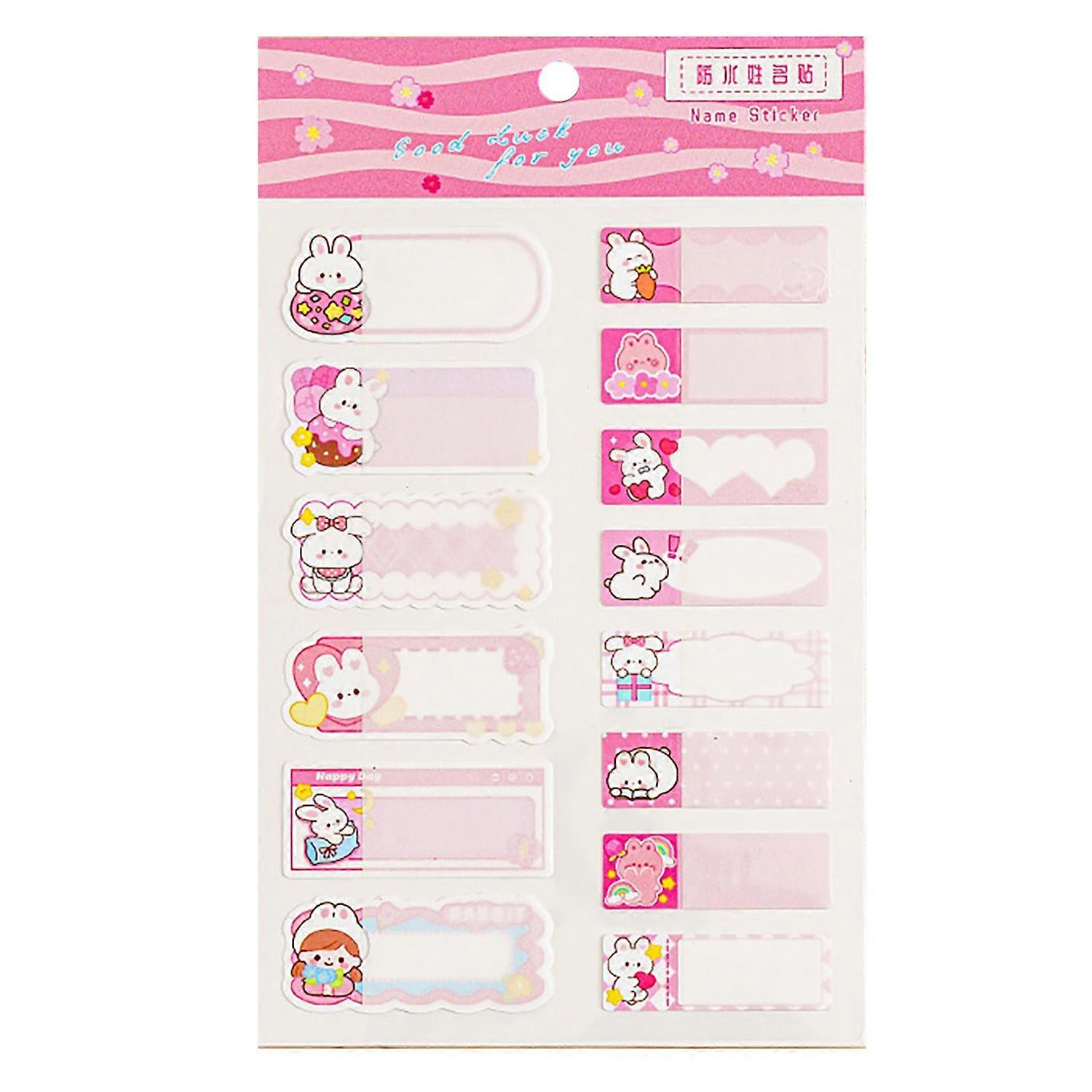 14Pcs Cartoon Animal Pattern Name Stickers Waterproof Tag Label Self-adhesive Scrapbook Decals