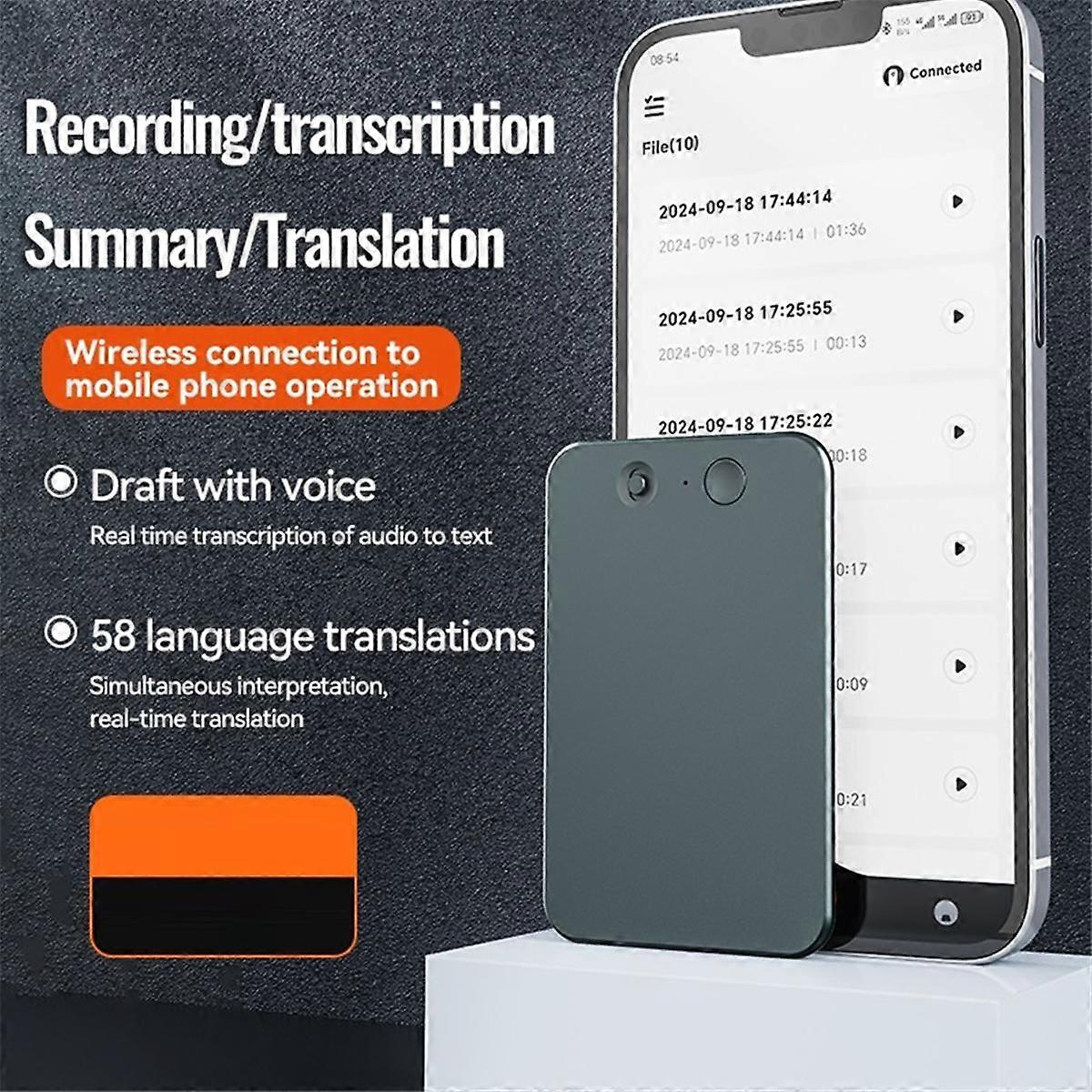 AI ChatGPT-4 App Τηλεφωνική κλήση Ενεργοποιημένη συσκευή εγγραφής φωνής Μεταγραφή Σύνοψη γλώσσαςΜετάφραση Smart Magnet Adsorb 32GB