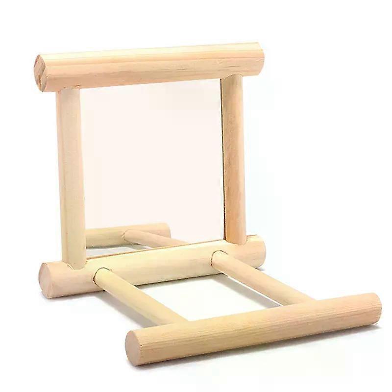 مرآة الطيور لعبة خشبية تفاعلية مع جثم لببغاء الببغاء الصغير الببغاء كوكاتيل كونور طيور الحب قفص الملحقات