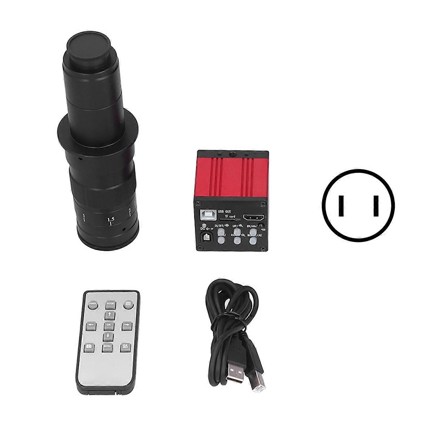 37MP 2K 1080P 60FPS Industrial Video Microscope Camera Set with 130X C Mount Lens Remote Control AC1