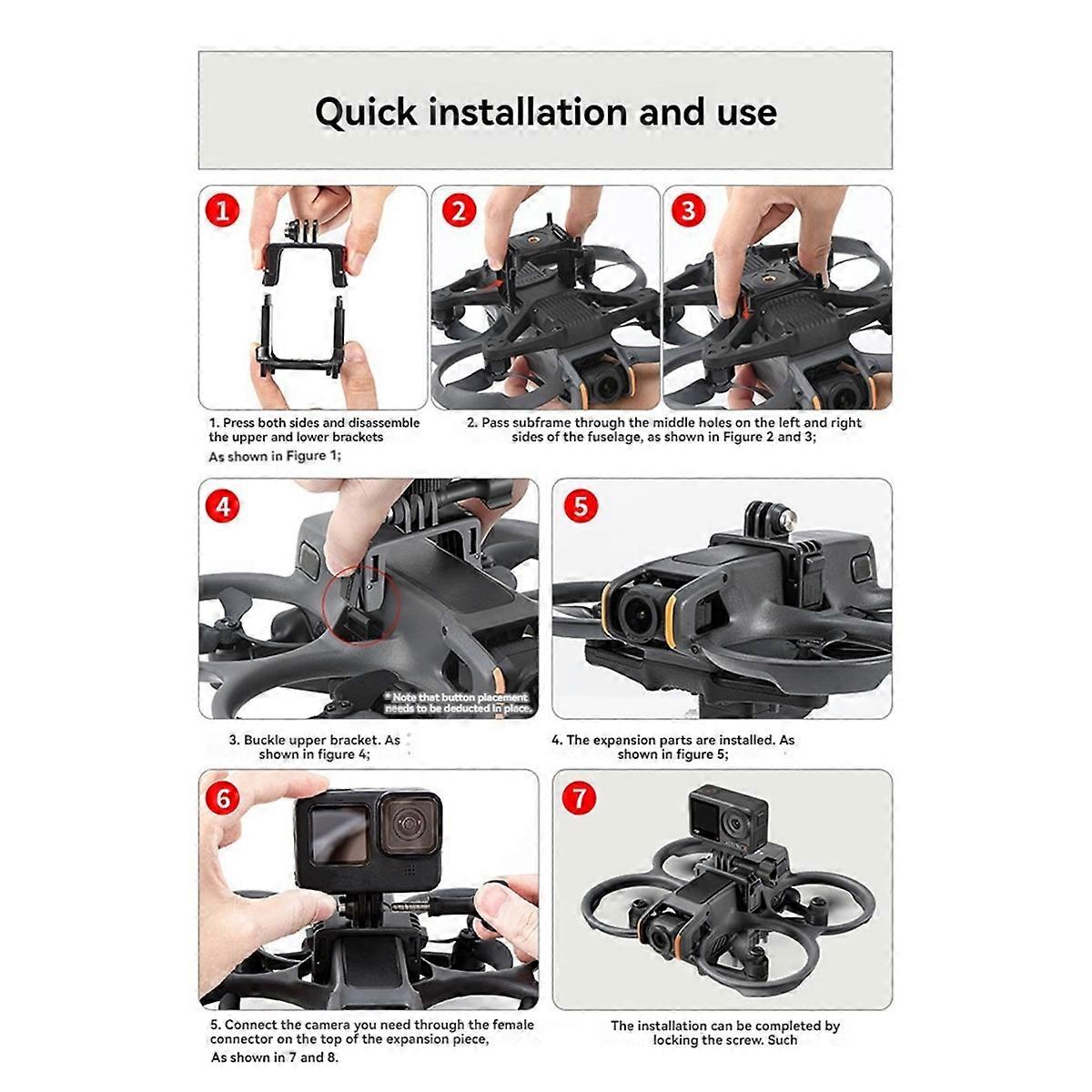 Top Extension Bracket for Avata 2 - Extension Mount Holder Compatible with , , Action, Fill Light