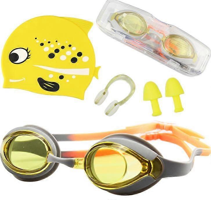 4pcs silicone swimming goggles swimming cap set