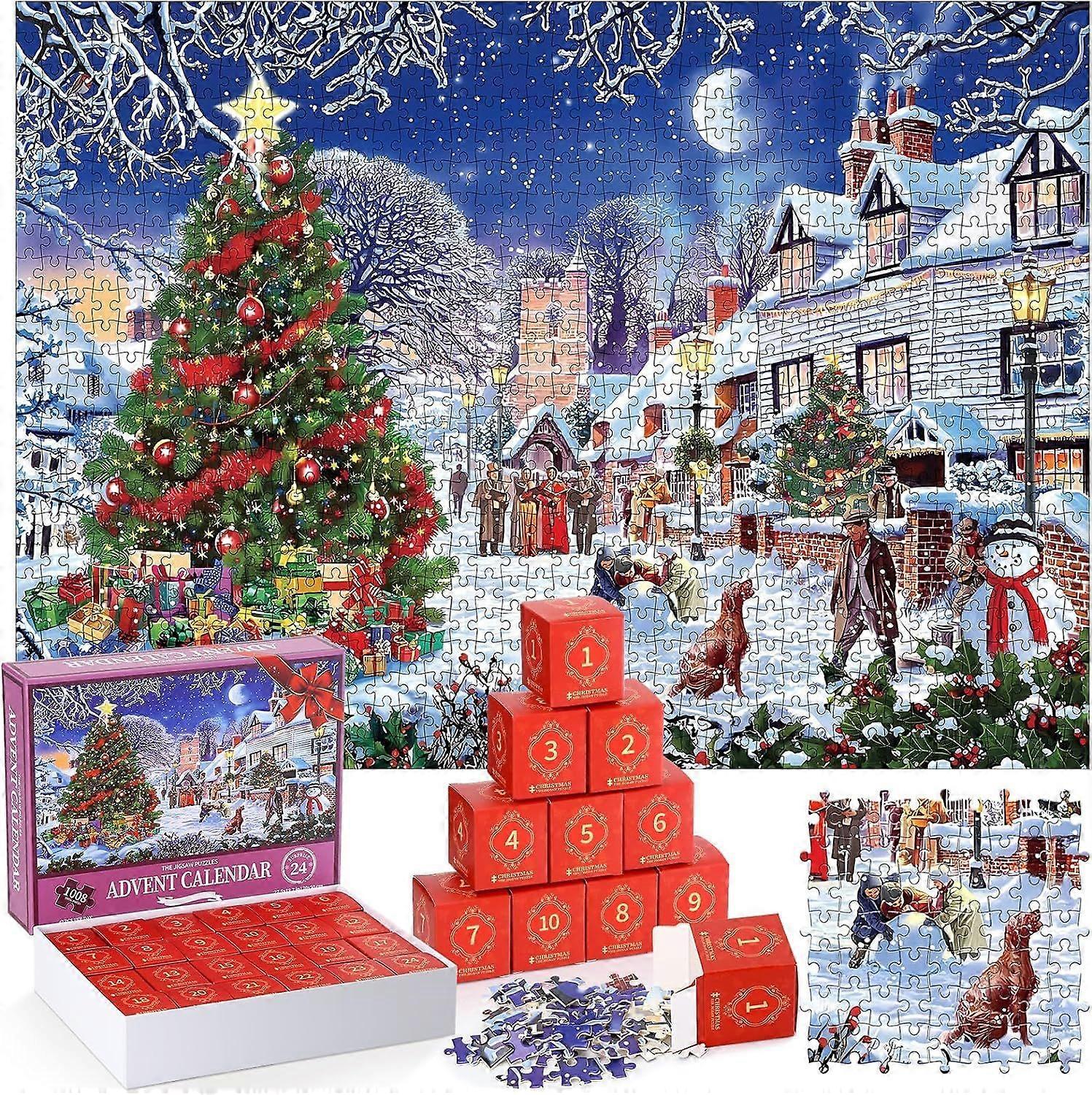 Advent Calendar 2023 Christmas Jigsaw Puzzle, 24 Days Christmas Countdown Family Holiday Activities,1008 Pieces Puzzle Toys