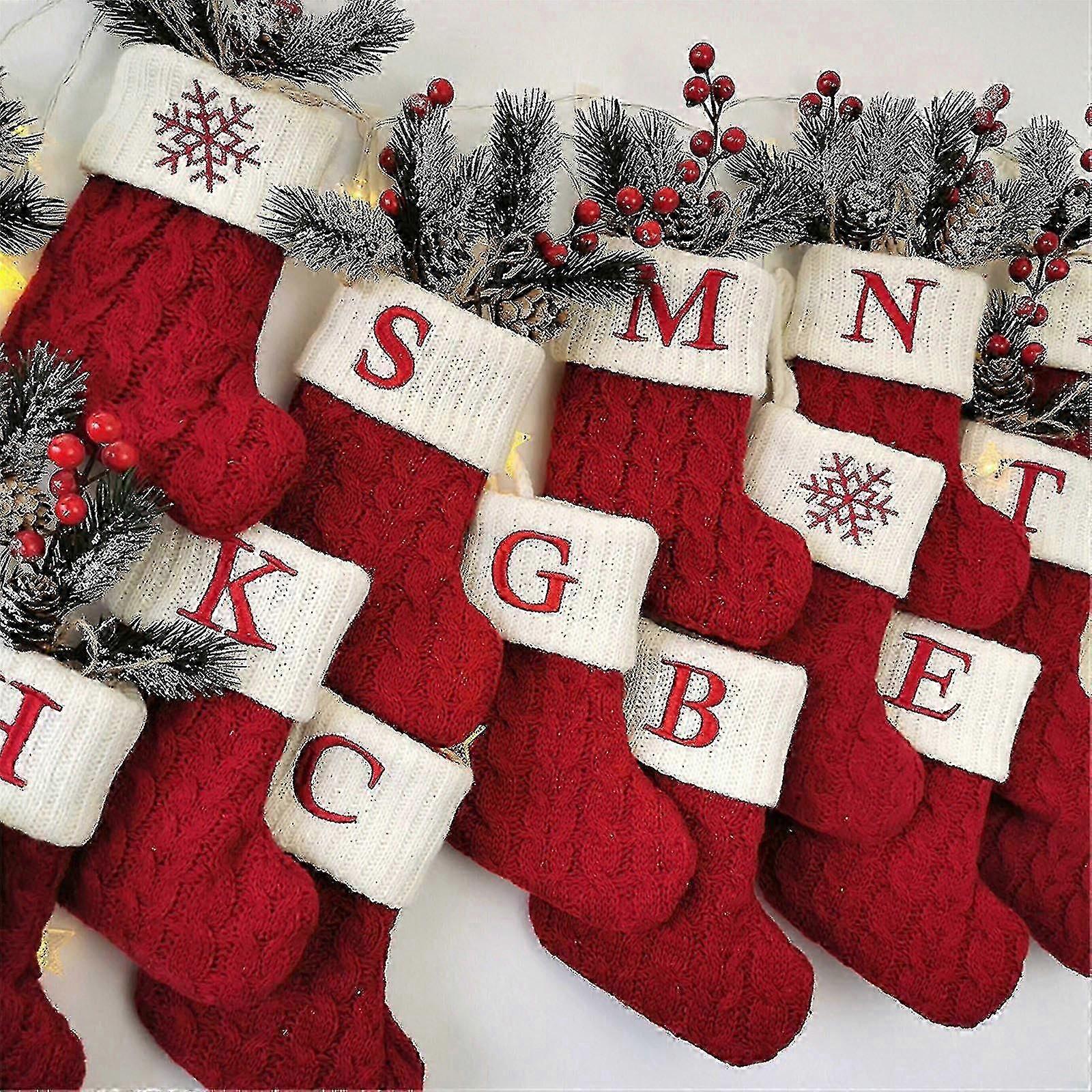 Red Snowflake Alphabet Chaussettes de Noël Bas de Noël Pendentif Arbre de Noël