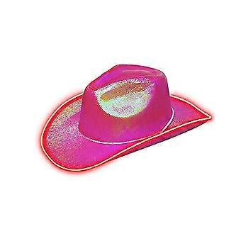 Colors Hat Wide Brim Hemming Windproof Rope Holographic Led Jazz Hat F  Red