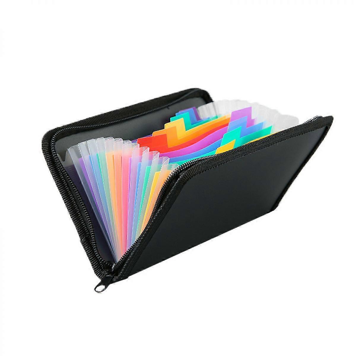 Small Accordion File Organizer with Zipper and Multi-Color Tabs