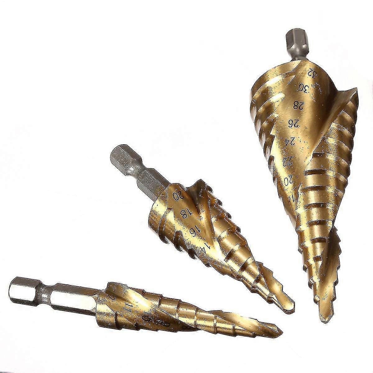 3 Tlg Hss Step Drill Bit Drill Set 4-12mm/ 4-20mm/ 4-32mm