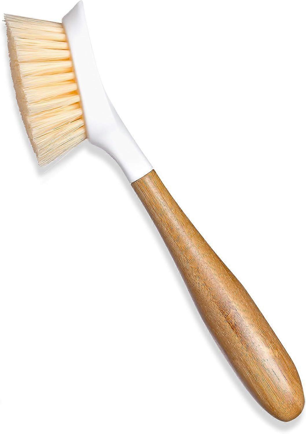 Good Kitchen Dish Brush with Bamboo Handle, Single Brush, White