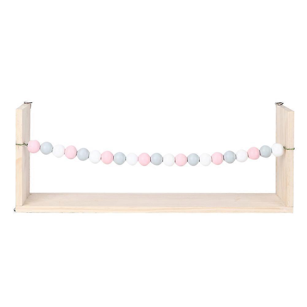 Wooden Wall Mounted Display Shelf Prop Decoration With Colorful Beads For Home Party Use