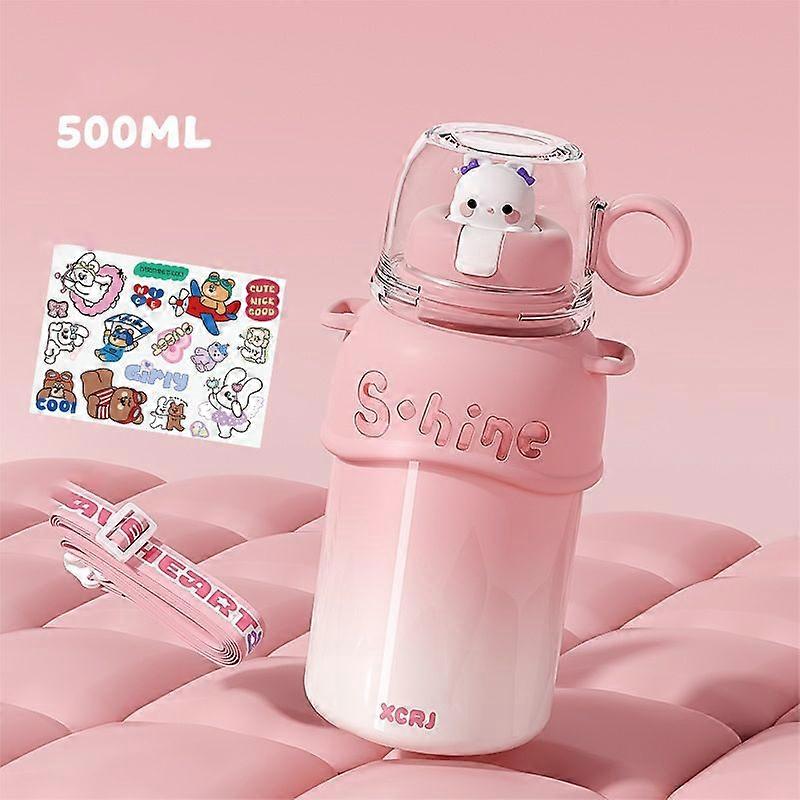 17oz/500Ml Insulated Stainless Steel Leakproof Thermos Water Bottle-Pink