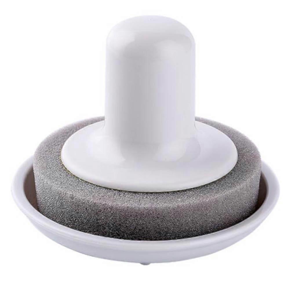 Emery Sponge Countertop Cleaning Brush with Handle Grip and Tray for Efficient Kitchen Washing and Scrubbing