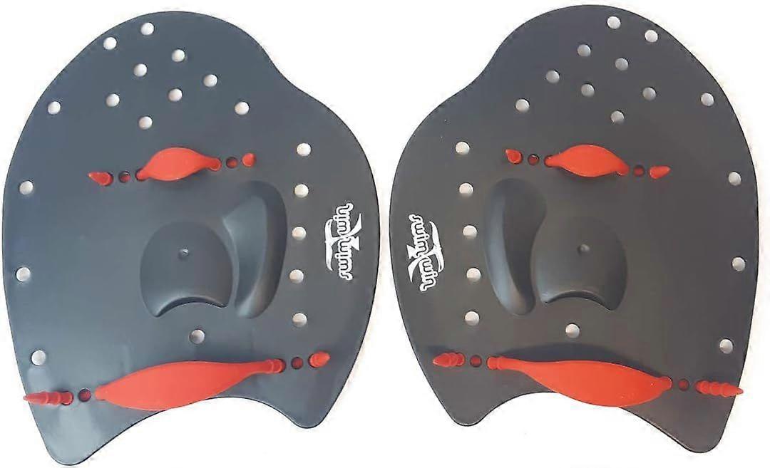 Power Paddle Professional Swimming Ergonomic Shape Pool Training Band Elastic Band (Large, Black/Red)