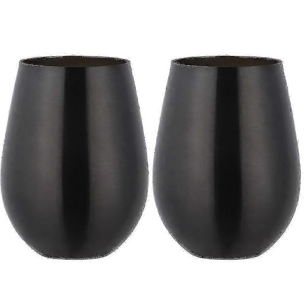 2 Stück Weinbecher Edelstahl Stemless Weinglas für unterwegs
