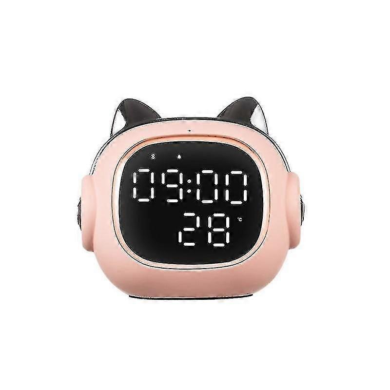 Funny Cat Digital Alarm Clocks With Bluetooth Speake - Pink