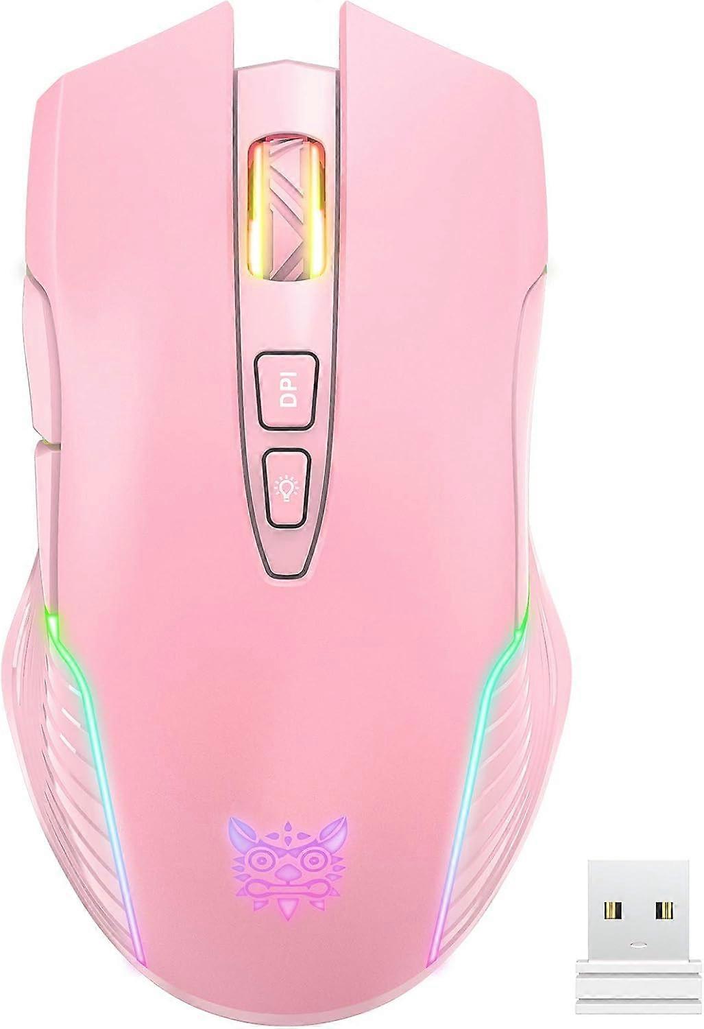 Innovative Gaming Solution, Pink Wireless Gaming Mouse, RGB Backlit for Immersive Experience, Adjustable DPI for Precise Control, Ergonomic Design