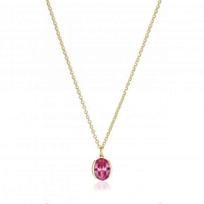 18k Gold Plated Ellisse Carezza Necklace SJ-N2353-PKCZ-YG