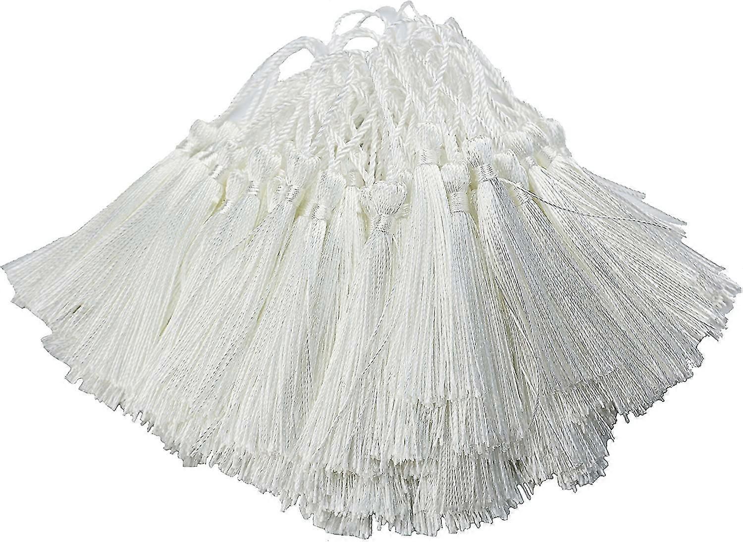 100pcs 13cm Silky Floss Bookmark with 2 Inch Cord Loopwhite