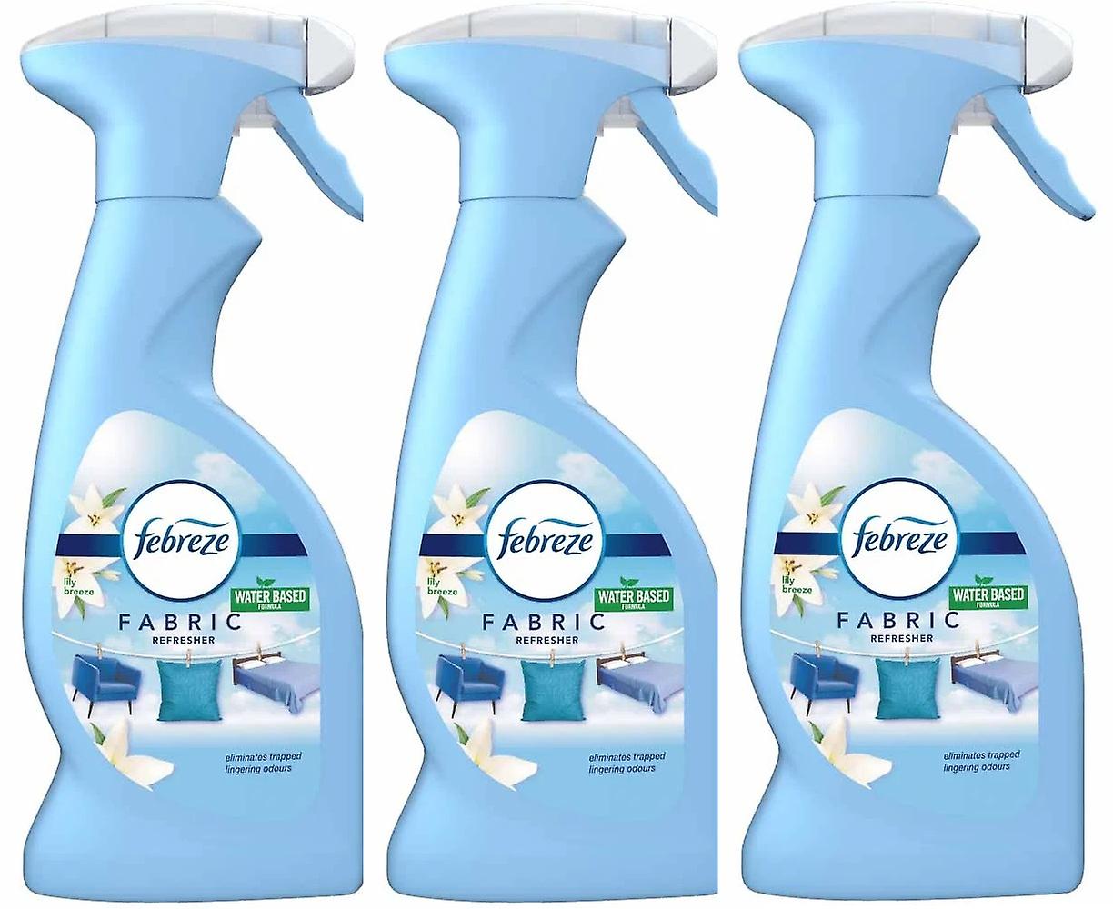 3 X Febreze Lily Breeze Fabric Freshener Spray 375ml 