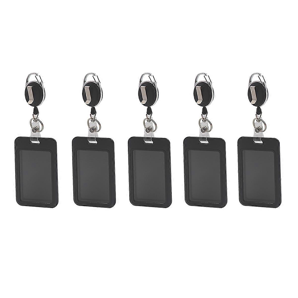 5PCS Ensemble de cartes de permis de travail - Corde Rétractable Cou Suspendu Document Ensemble de cartes - Chest Tag Access Control Protective Set