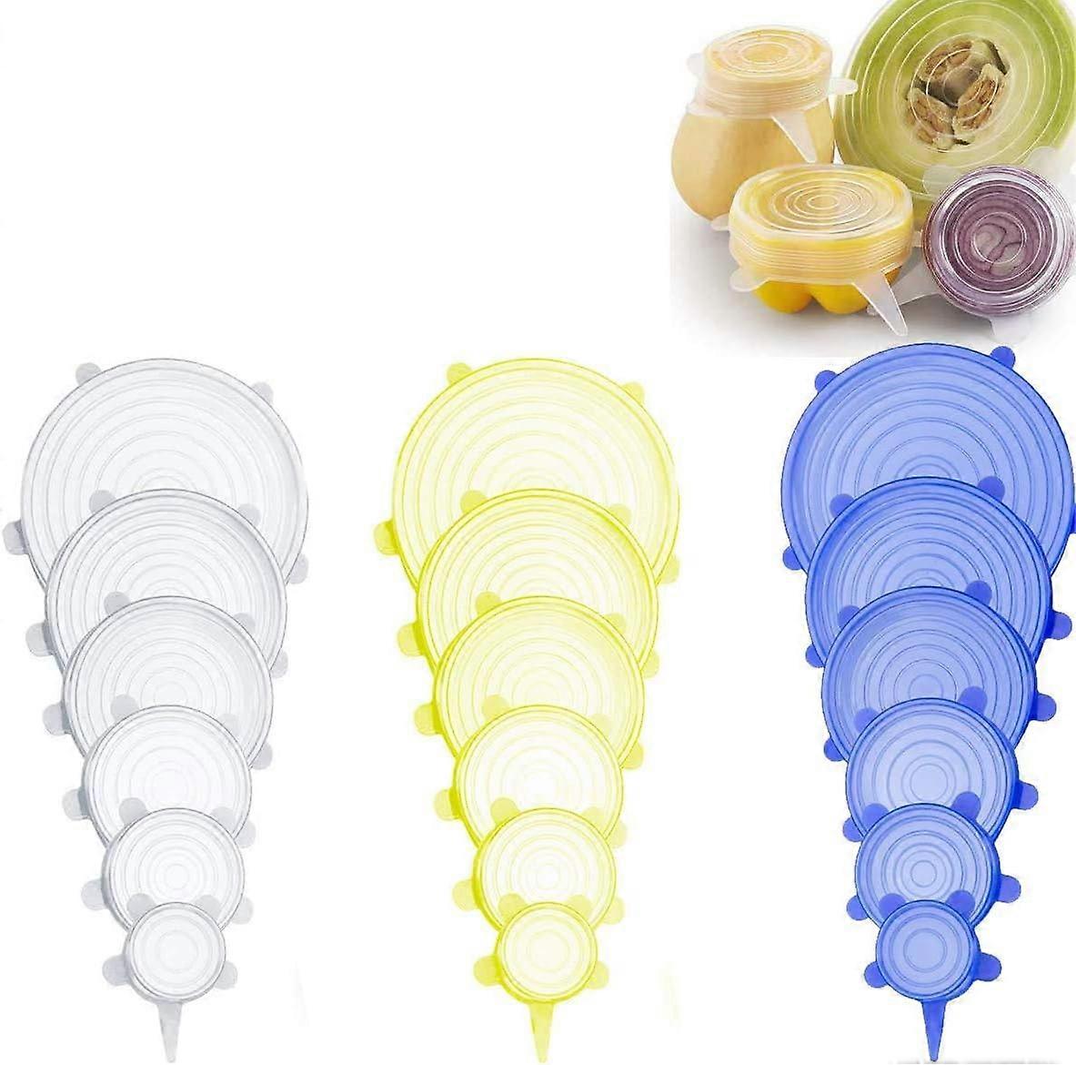 18PCS Stretch Silicone Lids, Silicone Lids, Food Silicone Lids, Reusable Stretch Lid, Universal Lid in 6 Different Sizes, BPA-Free