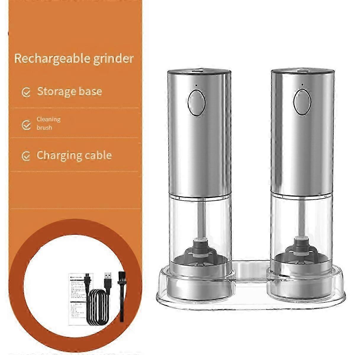 USB Rechargeable Electric Salt & Pepper Grinder Set - Adjustable Coarse & Fine Spice Grinder Kitchen Tools