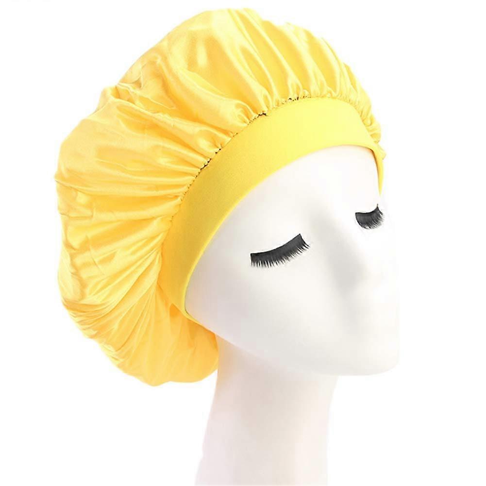 Elastic Wide Band Sleep Cap for Women, Comfortable Nighttime Sleep Hat, Soft Material, Adjustable Size, Black Color