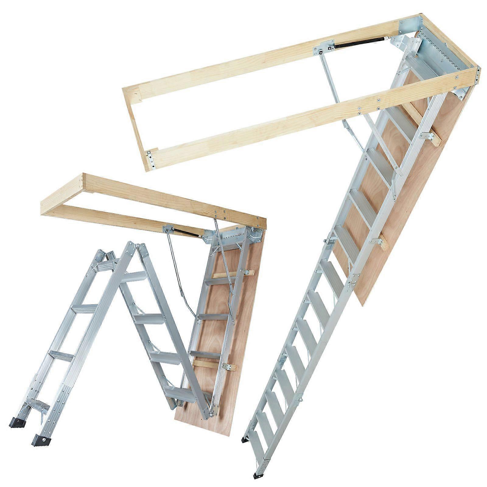Attic Ladder Foldable, 350-pound Capacity, 22.5" x 63",9.5'-12' Heights, Convenient Access to Your Attic Standard