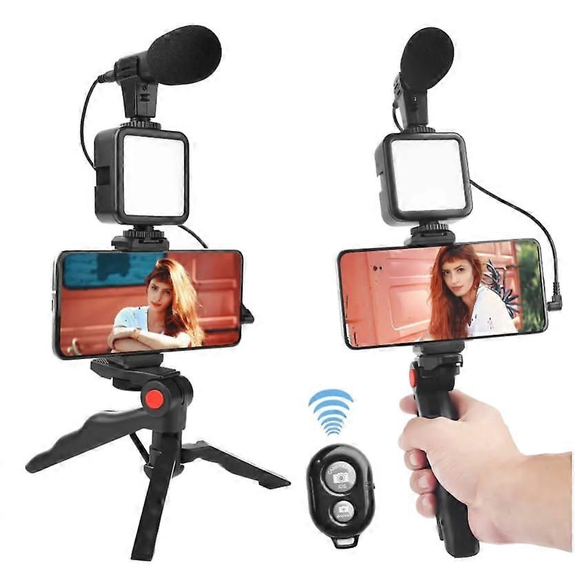 Mini Vlogging Kit with LED Light, Tripod Stand, Wireless Remote for YouTube, TikTok, Video Calling and Live Streaming