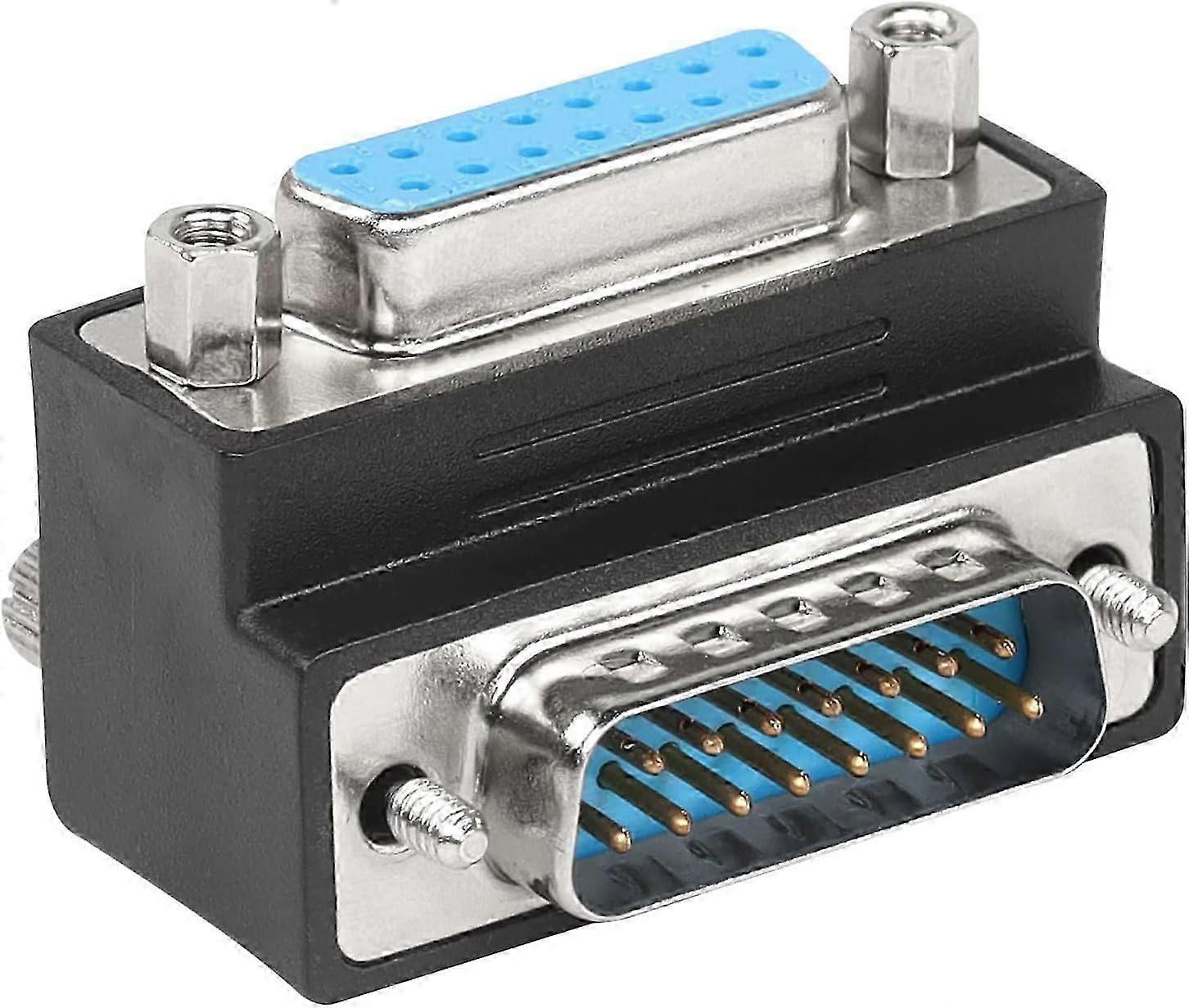 DB15 pin han til hun 90 graders konverter forlængeradapter d-sub 15 pin retvinklet adapter (ned vinklet)