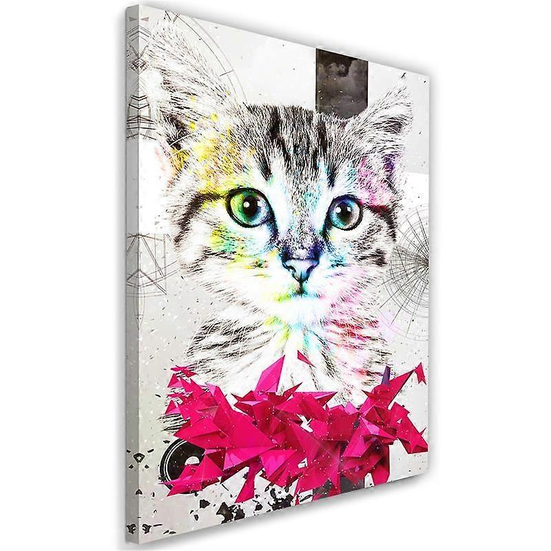 Impression sur toile, Chat abstrait et formes - 80x120