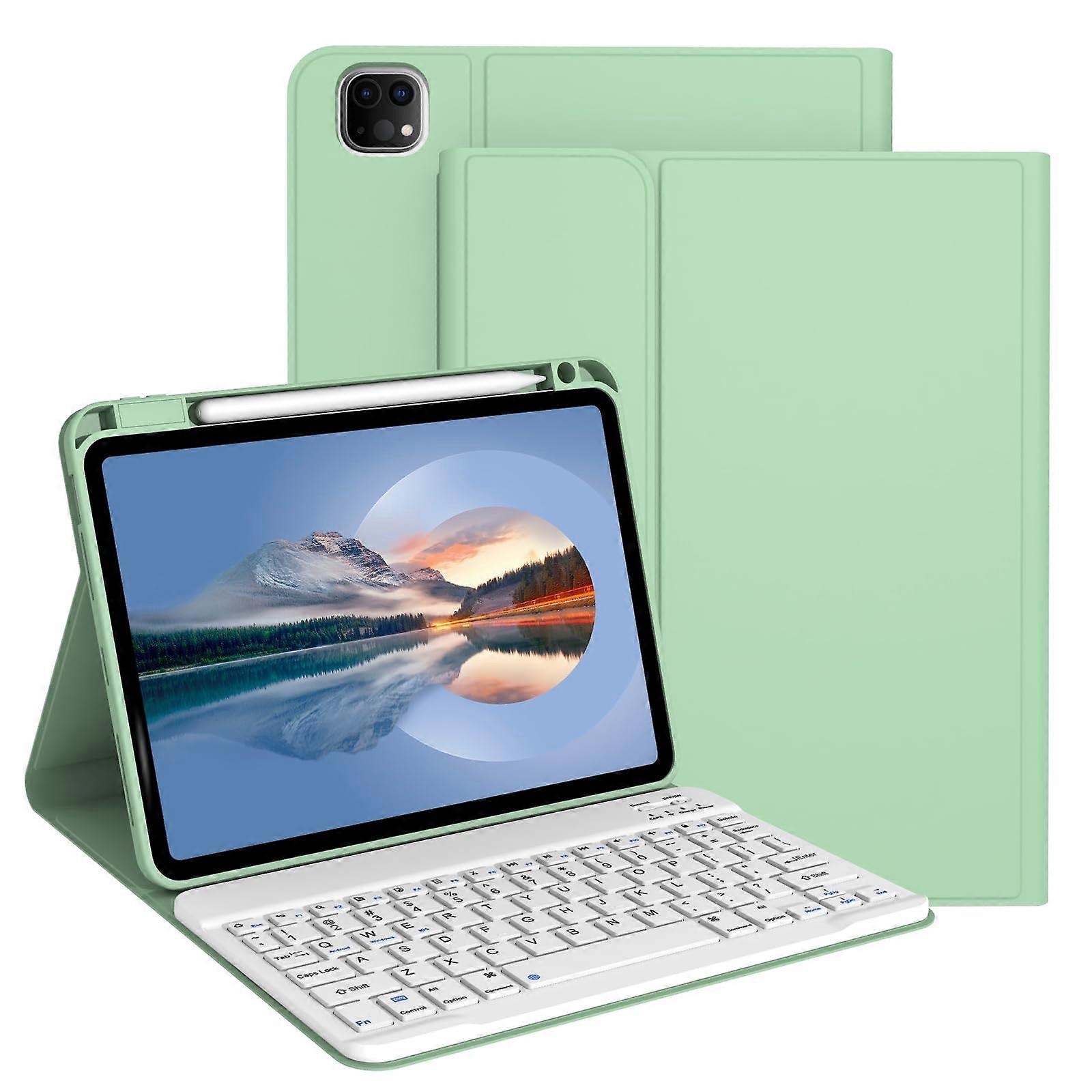 Keyboard Case for iPad Pro 11 and iPad Air 11 with Pencil Holder, Light Green, Slim Design, Durable Material