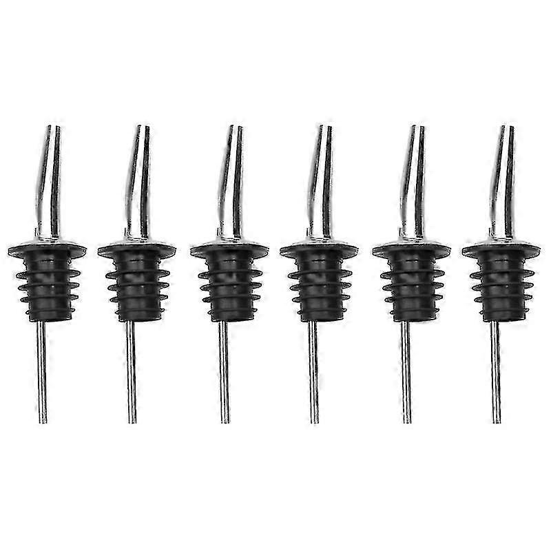 12-Piece Stainless Steel Tapered Spout Liquor Pourers for Restaurants with Rubber Dust Caps