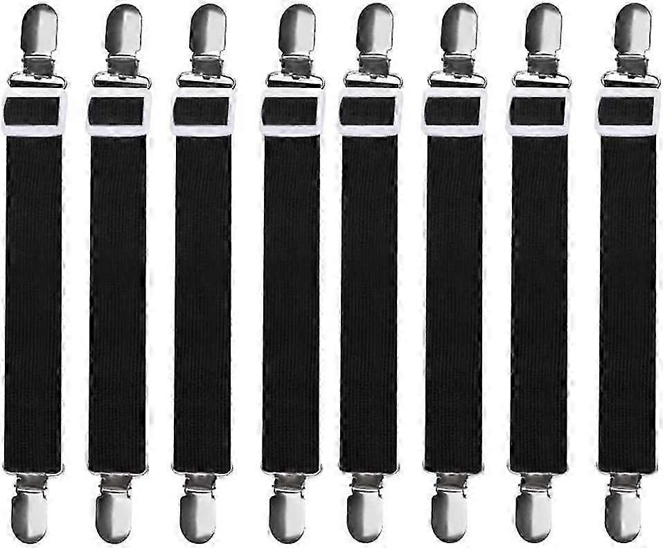 Bed Sheet Clips Adjustable 8 Pieces, Sheet Clips With Metal Clips Elastic Sheet Gift