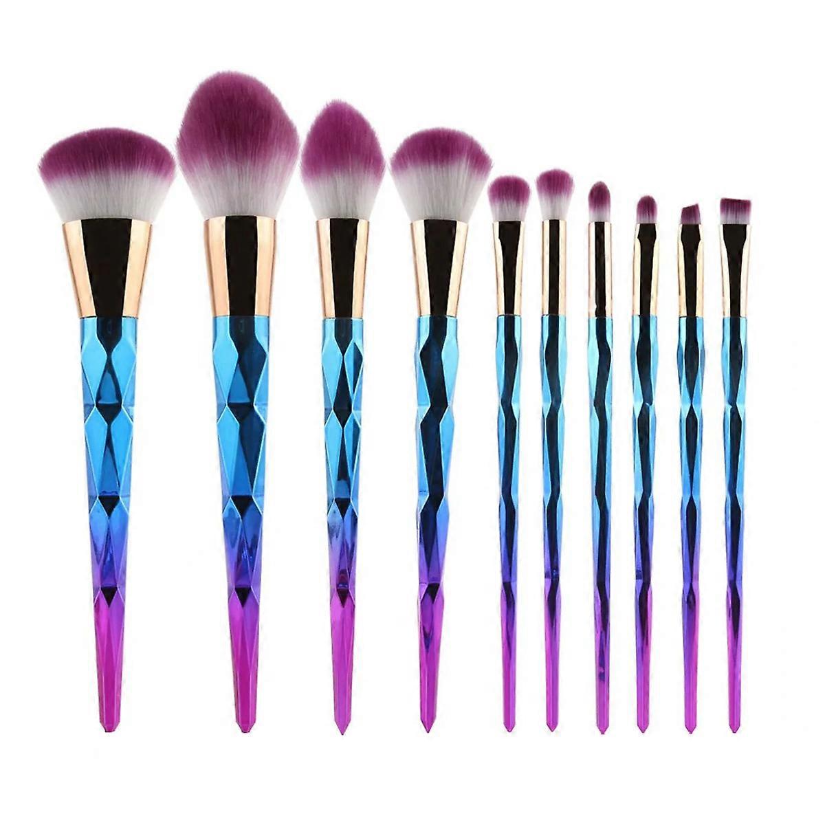 10 Pcs Diamond Makeup Brush Set for Foundation, Blending, and Face